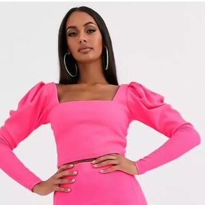 ASOS | Hot Pink Cropped Long Sleeve Top, Size 4